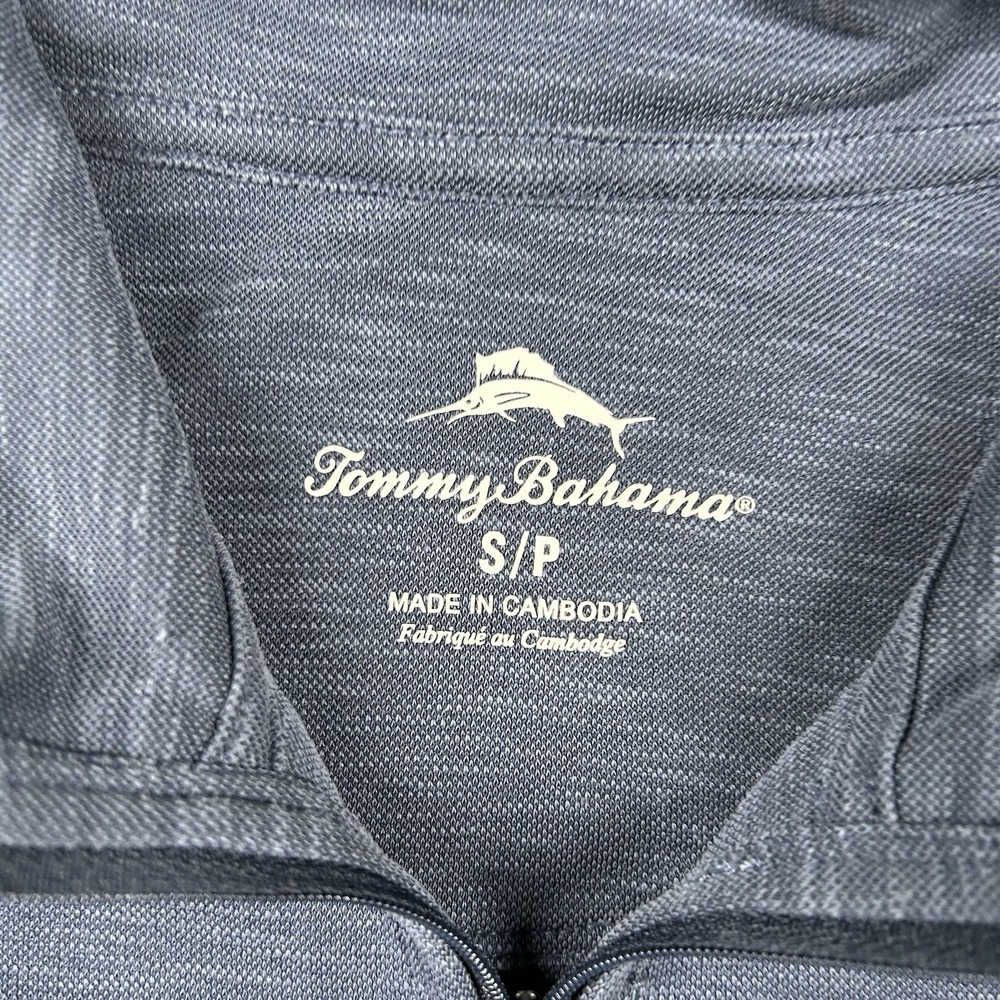 Tommy Bahama Sweater Mens Sm 1/4 Zip Tencel Modal Heathered Blue Mock Neck Golf - Picture 3 of 8